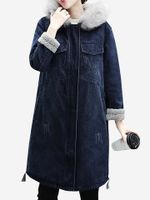 Thicken Fleece Hooded Denim Coats