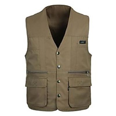 Men's Hiking Vest  Gilet Fishing Vest Outdoor Quick Dry Lightweight Breathable Sweat wicking Jacket Top Fishing Climbing Running Army green six pockets double-sided- Army Green Six Pocket Vest Lightinthebox