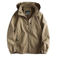 Men's Outdoor Jacket Sport Coat Hiking Jacket Outdoor Daily Wear Warm Fall Winter Plain Fashion Streetwear Hooded Regular Black Khaki Army Green Dark Blue Jacket Lightinthebox - thumbnail