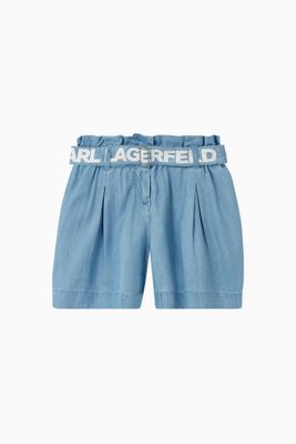 Paper-bag Waist Shorts in Denim Paper-bag Waist Shorts in Denim