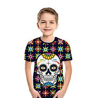 Kids Boys' T shirt Tee Short Sleeve Skulls 3D Print Graphic Navy Blue Children Tops Summer Active Daily Wear Halloween Regular Fit 3-12 Years Lightinthebox - thumbnail