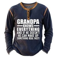 Graphic Letter Fashion Daily Casual Men's 3D Print Henley Shirt Casual Holiday Going out T shirt Black Army Green Dark Blue Long Sleeve Henley Shirt Spring   Fall Clothing Apparel S M L XL XXL 3XL Lightinthebox - thumbnail