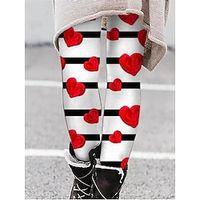 Women's Leggings Long Print High Cut Stretchy High Waist Active Fashion Valentine's Day Vacation Wine Black S M Spring Lightinthebox - thumbnail