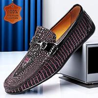 Men's Loafers Slip-Ons Formal Shoes Dress Shoes British Gentleman Office Career Party Evening Leather Italian Full-Grain Cowhide Comfortable Slip Resistant Loafer Wine Black Lightinthebox