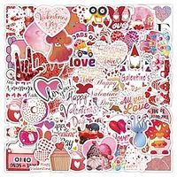 50/100pcs/set Valentine's Day Stickers, Non-Repeating Vinyl Waterproof Romantic Stickers For Laptops, Gifts, Water Bottles, Scooters, And Valentine's Day Wall, Window Decorations miniinthebox