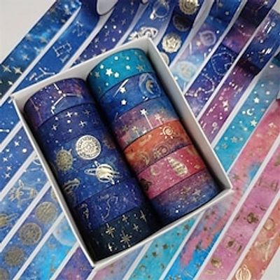 12pcs Starry Sky Washi Tape Set Decorative Adhesive For DIY Crafts Gift Wrapping Scrapbooking Supplies Party Decorations Gift Packaging Decoration DIY Decoration Gift Wrapping Tape For Birthday Ca miniinthebox