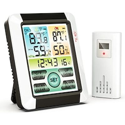 Indoor Outdoor Thermometer Wireless Digital Hygrometer Thermostat Temperature  Humidity Monitor with Touchscreen LCD Backlight Lightinthebox