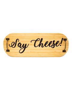 Boston Warehouse 21 inch Serving Board Iron Handles Say Cheese
