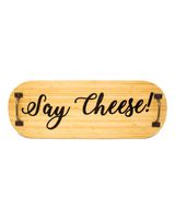 Boston Warehouse 21 inch Serving Board Iron Handles Say Cheese - thumbnail
