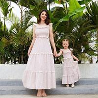 Mother Daughter Summer Loose Dresses Sleeveless Floral Ruffles Beach Casual Dress Mom Mommy and Me Family Matching Outfits Lightinthebox