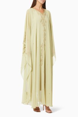 Free Flowing Kaftan in Embroidered Chiffon Free Flowing Kaftan in Embroidered Chiffon