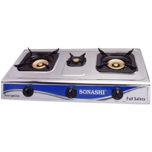 Sonashi Three Gas Burner Full Safety Glass Floral - SGB-320GFFD