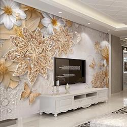 Cool Wallpapers Vintage Golden Flower Wallpaper Wall Mural Roll Sticker Peel and Stick Removable PVC/Vinyl Material Self Adhesive/Adhesive Required Wall Decor for Living Room Kitchen Bathroom Lightinthebox