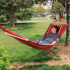 Garden Hammock Portable Outdoor Swing Hang Bed Travel Camping Beach Canvas Stripe Rainbow