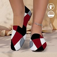 Women's Flats Slip-Ons Loafers Print Shoes Plus Size Flyknit Shoes Daily Geometric Color Block Flat Heel Fashion Casual Comfort Tissage Volant Red Royal Blue Blue Lightinthebox - thumbnail