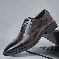 Men's Oxfords Derby Shoes Brogue Walking Casual Christmas Xmas Daily Leather Comfortable Booties  Ankle Boots Loafer Black coffee Blue red Brown Spring Fall Lightinthebox - thumbnail