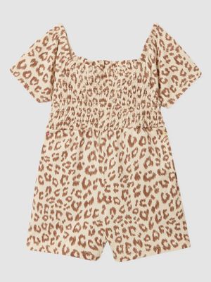 Toddler Leopard Print Smocked Romper Toddler Leopard Print Smocked Romper