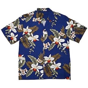 Men's Shirt Summer Hawaiian Shirt Floral Graphic Prints Turndown Navy Blue Casual Going out Short Sleeves Button-Down Print Clothing Apparel Tropical Hawaiian Designer Casual miniinthebox