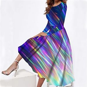 Women's Casual Dress Swing Dress Midi Dress Purple Long Sleeve Ombre Pocket Winter Fall Spring Crew Neck Fashion Daily Weekend 2022 S M L XL XXL 3XL Lightinthebox