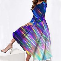 Women's Casual Dress Swing Dress Midi Dress Purple Long Sleeve Ombre Pocket Winter Fall Spring Crew Neck Fashion Daily Weekend 2022 S M L XL XXL 3XL Lightinthebox - thumbnail