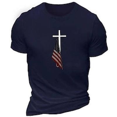 Cross National Flag Black Burgundy Army Green T shirt Tee Men's Graphic Cotton Blend Shirt Sports Classic Shirt Short Sleeve Comfortable Tee Sports Outdoor Holiday Summer Fashion Designer Clothing S Lightinthebox