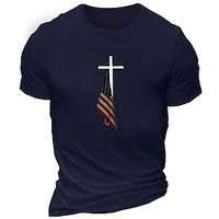 Cross National Flag Black Burgundy Army Green T shirt Tee Men's Graphic Cotton Blend Shirt Sports Classic Shirt Short Sleeve Comfortable Tee Sports Outdoor Holiday Summer Fashion Designer Clothing S Lightinthebox - thumbnail