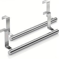 2pcs Stainless Steel No-Drill Over-the-Door Towel Rack: Perfect for Kitchen Cabinet Doors, Back of Doors, Ideal for Hanging Dishcloths, Towels, providing Convenient Storage and Organization Lightinthebox