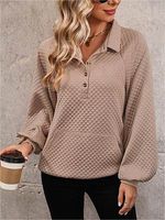 Women's Vintage Quilted Button Lapel Casual Sweatshirt