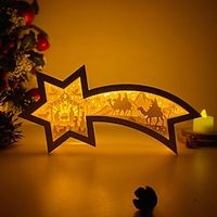 Nativity Scene Star Christmas Lanterns Shadow Box for Cricut Projects DIY Merry Christmas Nativity Star Lamp Decoration 25cm/9.8inch 1pc miniinthebox - thumbnail