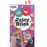 Inaba Juicy Bites Shrimp & Seafood Mix Flavor 33.9G /3 Pouches Per Pack (Pack of 5)