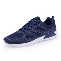 Men Knitted Mesh Fabric Breathable Lace Up Sport Casual Shoes