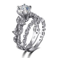 Luxury 925 Silver Zircon Ring Set