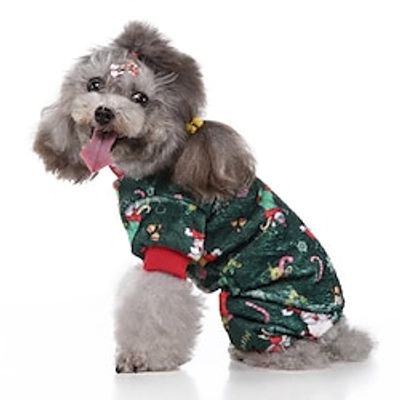 Dog Christmas Outfit Four Legged Clothes Christmas Attire Plush Clothes Leggings Home Clothes Pajamas Comfortable And Soft Lightinthebox