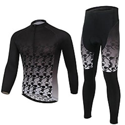 21Grams Long Sleeve Cycling Jersey with Tights Spandex Black Gradient Skull Bike Quick Dry Moisture Wicking Sports Gradient Mountain Bike MTB Road Bike Cycling Clothing Apparel  Stretchy  Athletic Lightinthebox