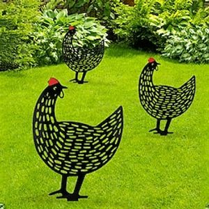 Creative Black Hollowed Out Acrylic Material With Hen Shaped Garden Decoration Suitable For Decorating Courtyards Ppastures Parks And Grasslands miniinthebox