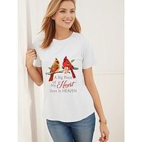Women's T shirt Tee 100% Cotton Bird Letter Casual Weekend White Print Short Sleeve Fashion Basic Round Neck Regular Fit Summer Lightinthebox Women's T shirt Tee 100% Cotton Bird Letter Casual Weekend White Print Short Sleeve Fashion Basic Round Neck Regular Fit Summer Lightinthebox