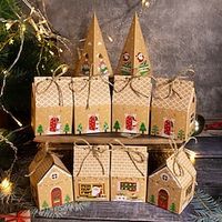 24pcs Gift Bags for Christmas, Xmas Advent Calendar Gift Bags, 24 Day Countdown Calendar Hanging Bags, 2023 Christmas Kraft Paper DIY Bag with Sticker miniinthebox - thumbnail