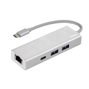 Hama USB 3.1 Type-C Hub 1:3 Aluminium, 2 x USB-A, USB-C, LAN, bus-powered, HA135757