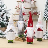 Christmas Wine Bottle Bags Cover, Cute Red Wine Bottle Decorations Bag, Cartoon Christmas Decoration Wine Gift Felt Bag For Hotel Kitchen Table Decoration. Lightinthebox - thumbnail