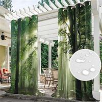 Outdoor Curtains Waterproof Windproof Weatherproof Curtain for Patio, Cabana, Porch, Pergola and Gazebo, Grommet Top Drape, 2 Panels Forest Landscape Lightinthebox