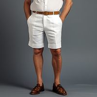 Men's Shorts Linen Shorts Summer Shorts Button Pocket Straight Leg Plain Comfort Breathable Short Casual Daily Holiday Linen Cotton Blend Fashion Designer White miniinthebox