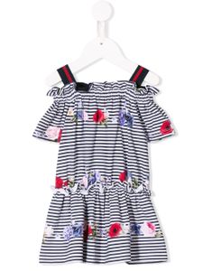 Lapin House striped floral dress - White