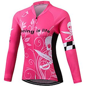 21Grams Women's Long Sleeve Cycling Jersey Spandex Rose Red Floral Botanical Bike Top Mountain Bike MTB Road Bike Cycling Quick Dry Moisture Wicking Sports Clothing Apparel  Stretchy  Athleisure Lightinthebox