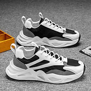 Men's Sneakers Lace up Retro Casual Vintage Chinoiserie Daily Outdoor Tissage Volant Non-slipping Height-increasing Shock Absorbing Black and White Black Beige Fall Lightinthebox