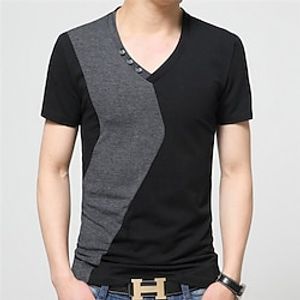 Men's T shirt Tee Color Block Tee Color Block V Neck Sports  Outdoor Daily Short Sleeve Patchwork Clothing Apparel Fashion Casual Lightinthebox