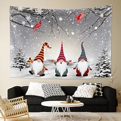 Christmas Holiday Party Wall Tapestry Gnome Art Decor Blanket Curtain Picnic Tablecloth Hanging Home Bedroom Living Room Dorm Decoration Snow Gift Polyester miniinthebox
