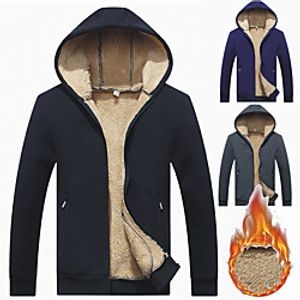 Men's Hoodie Jacket Hiking Windbreaker Hiking Fleece Jacket Winter Outdoor Thermal Warm Windproof Fleece Lining Quick Dry Outerwear Trench Coat Top Skiing Ski  Snowboard Fishing Blue Grey Black Lightinthebox