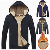Men's Hoodie Jacket Hiking Windbreaker Hiking Fleece Jacket Winter Outdoor Thermal Warm Windproof Fleece Lining Quick Dry Outerwear Trench Coat Top Skiing Ski  Snowboard Fishing Blue Grey Black Lightinthebox - thumbnail