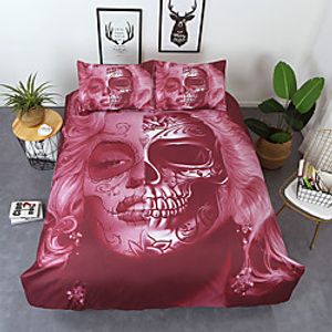 Skull Comforter Cover Set Size Teen Girl Bedding Set The Monroe Mask Skull Decor Bedding Skull Bones Skeleton Print Duvet Cover Decorative Soft Bedding Cover Zipper 3 Pcs Lightinthebox