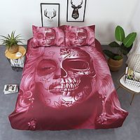 Skull Comforter Cover Set Size Teen Girl Bedding Set The Monroe Mask Skull Decor Bedding Skull Bones Skeleton Print Duvet Cover Decorative Soft Bedding Cover Zipper 3 Pcs Lightinthebox - thumbnail